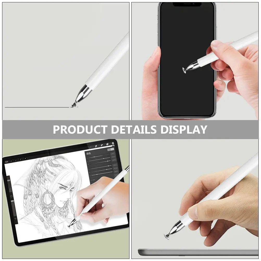 

1Pcs 2-in-1 Universal Stylus Pen Capacitive Touch Pen Smooth Writing Drawing Stylus Compatible with All Touch Screen Tablets