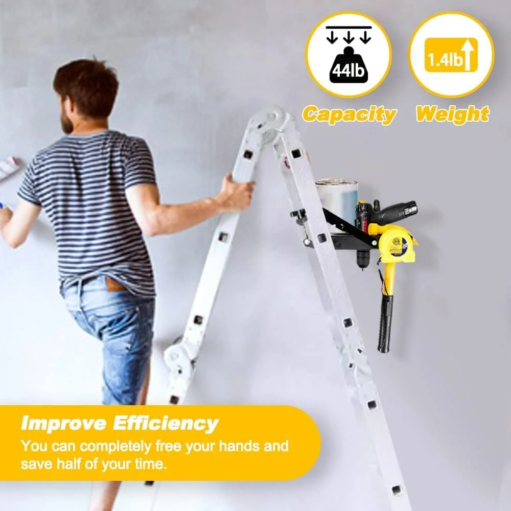 Escalera plegable, bandeja para proyectos, organizador de herramientas con carrito extraíble, escaleras telescópicas, accesorio eficiente para espacio de trabajo