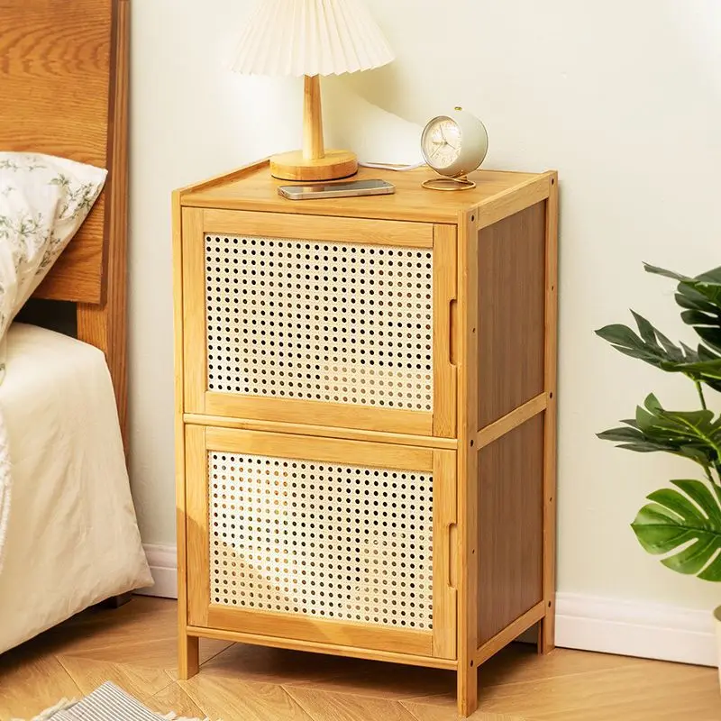 Household Bedside Table Modern Simple Storage Small Night Stand Solid Wood Bedchamber Children Large Capacity Home Furniture