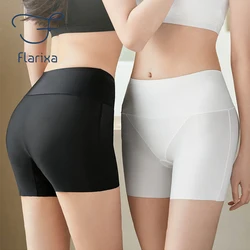 Flarixa High Waist Ice Silk Safety Pants Protective Shorts Under the Skirt Breathable Underpants Ladies Boxers Boyshort Panties