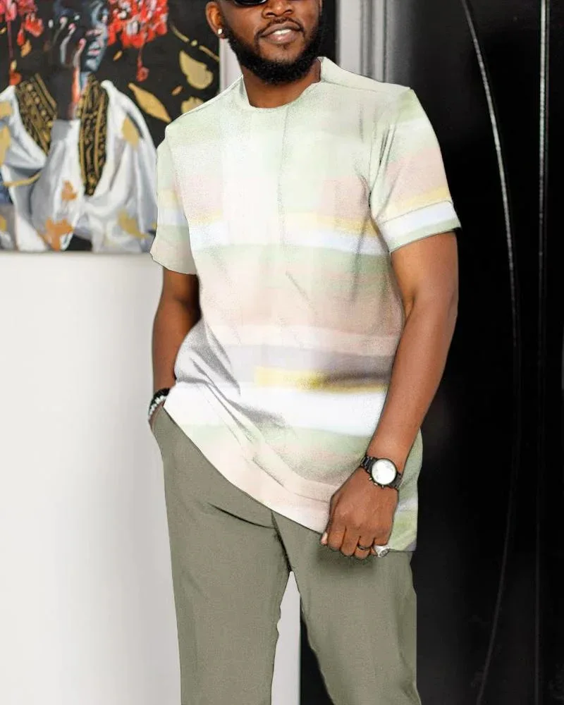 Men 2 Piece Sets Tracksuit Summer Sportwear Suit Short Sleeve T Shirt Long Pants 3D printed Casual Trend Oversized Clothes