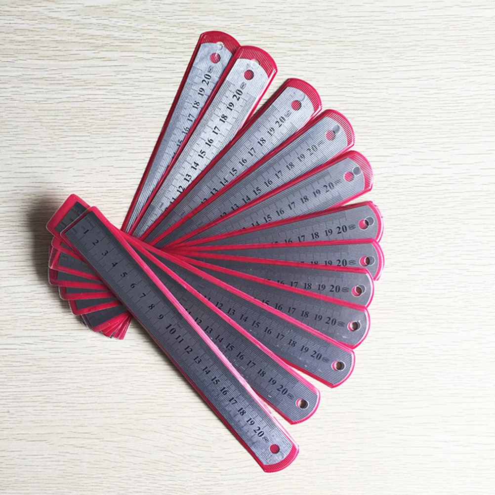 6pcs Stainless Steel Ruler 20Cm 30Cm 40Cm Double Sided Scale High Accuracy Metal Straight Edge For Office School Engineering