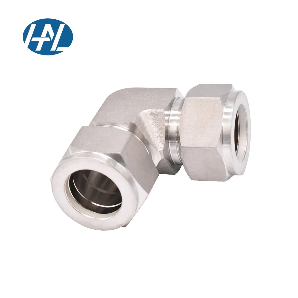 Stainless Steel High Pressure Compression Fittings Union Elbow 90 Degree Connector with Double Ferrule