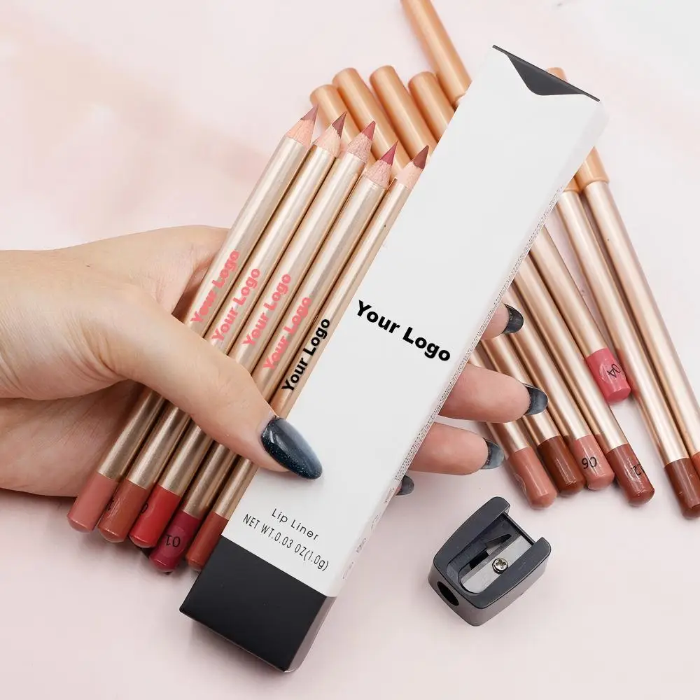 Cream Lip Liners Wholesale Makeup Private Label Logo Lipliner Pencil Lip Liner Pigmented Professional Cosmetics With Sharpener