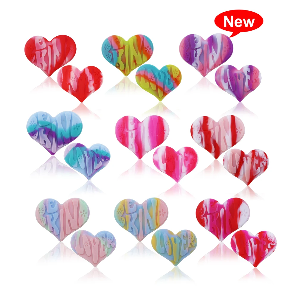 10pcs 2024 Valentine's Day Silicone Beads Be Kind Lover Focal Bead For Jewelry Making DIY Bracelet Beaded Use On Pen