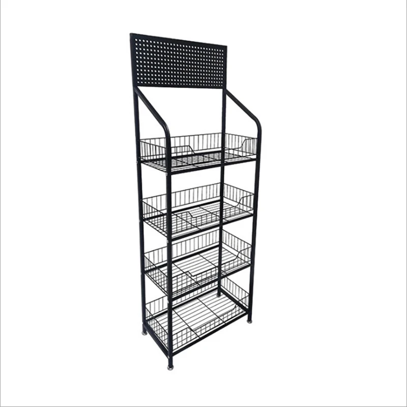 High Quality Metal Snacks Display Rack Design Multi-layer Drinks Light Duty Supermarket Bread Shelves for Shop