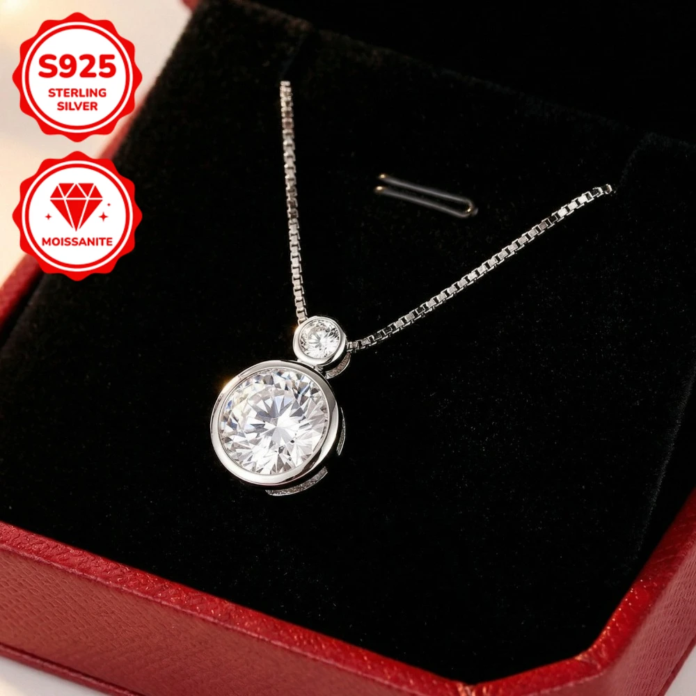 1pc 2Carat S925 Silver Moissanite Necklace, Exquisite Pendant Necklace, A Gift or Souvenir To Express Love.