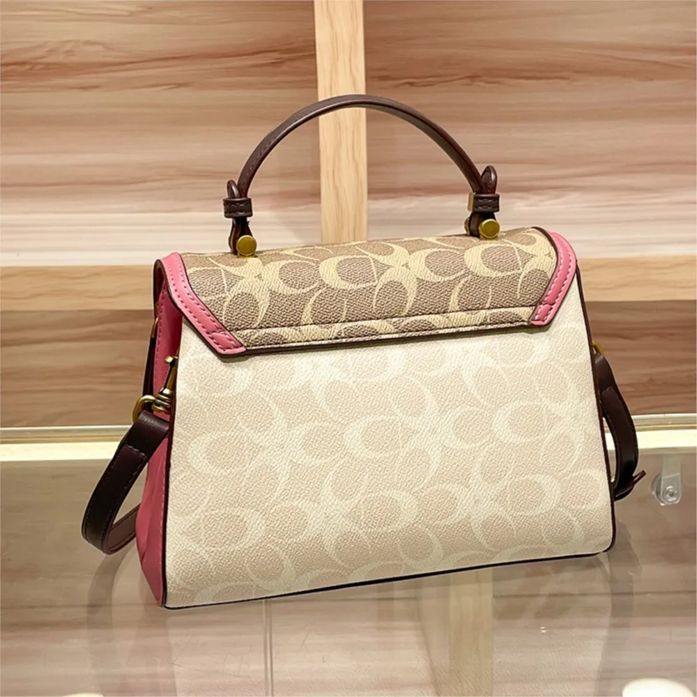 High end printed contrasting handheld small square bag, 2026 autumn and winter new designer single shoulder slanted women's bag