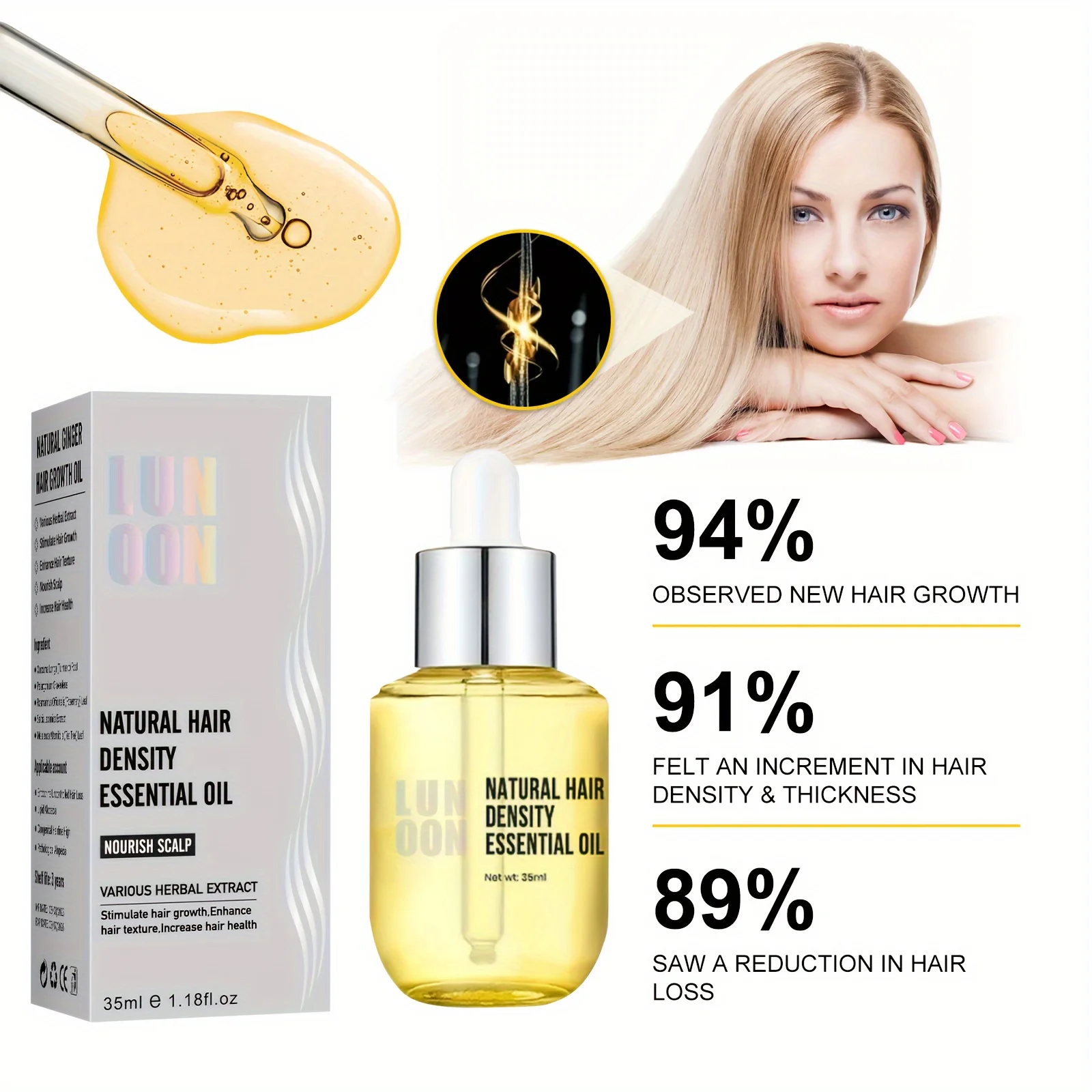 35ML Hair Growth Serum Dense Regrowth Fast Growing Hair Essential Oil Ginger Hair Promoting Regeneration  Beauty Hair Care