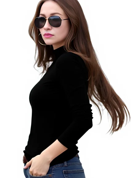 

Женское термобелье, зимняя водолазка, нижняя рубашка, однотонная базовая футболка с полувысоким воротником и длинными рукавами, пуловеры из нагревательного волокна