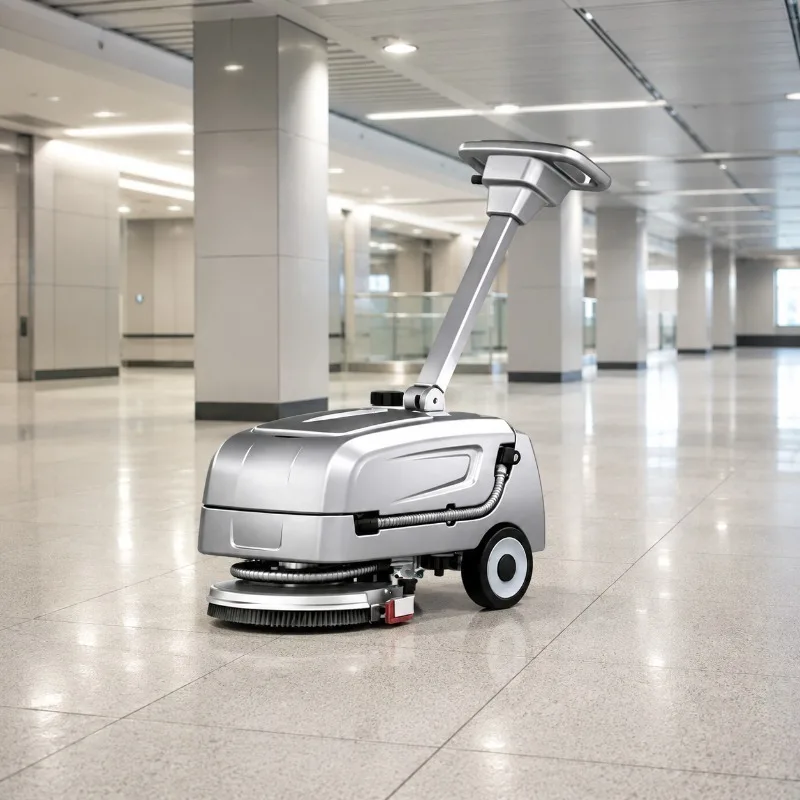 Airo Handheld Hand Push Battery-Powered Floor Washer Scrubber Dryer Cold Water Cleaning for Gym Factory Concrete Terrazzo Floor