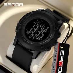 Fashion Sanda Top Brand Multifunctional Outdoor Sports Student Chronograph Watch Luxury Electronic For Men Luminous Led Display