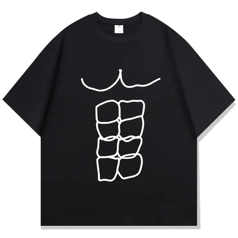 Funny Meme T-Shirt Fitness Abdominal Muscle Print T-Shirt Sports Top Summer Casual Loose Streetwear Graphic T Shirts Unisex