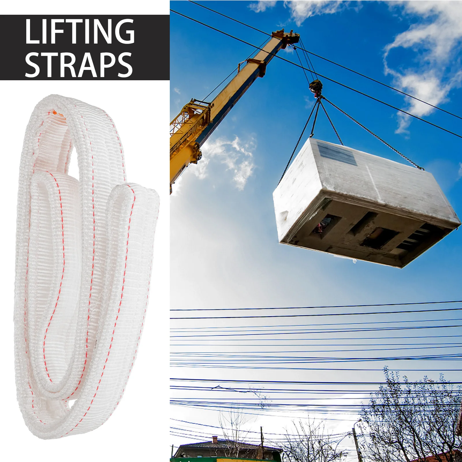 

White Flat Lifting Straps 2 Ton 1 Meter Tree Protection Heavy Duty Tow Strap Polypropylene Belt Furniture Moving
