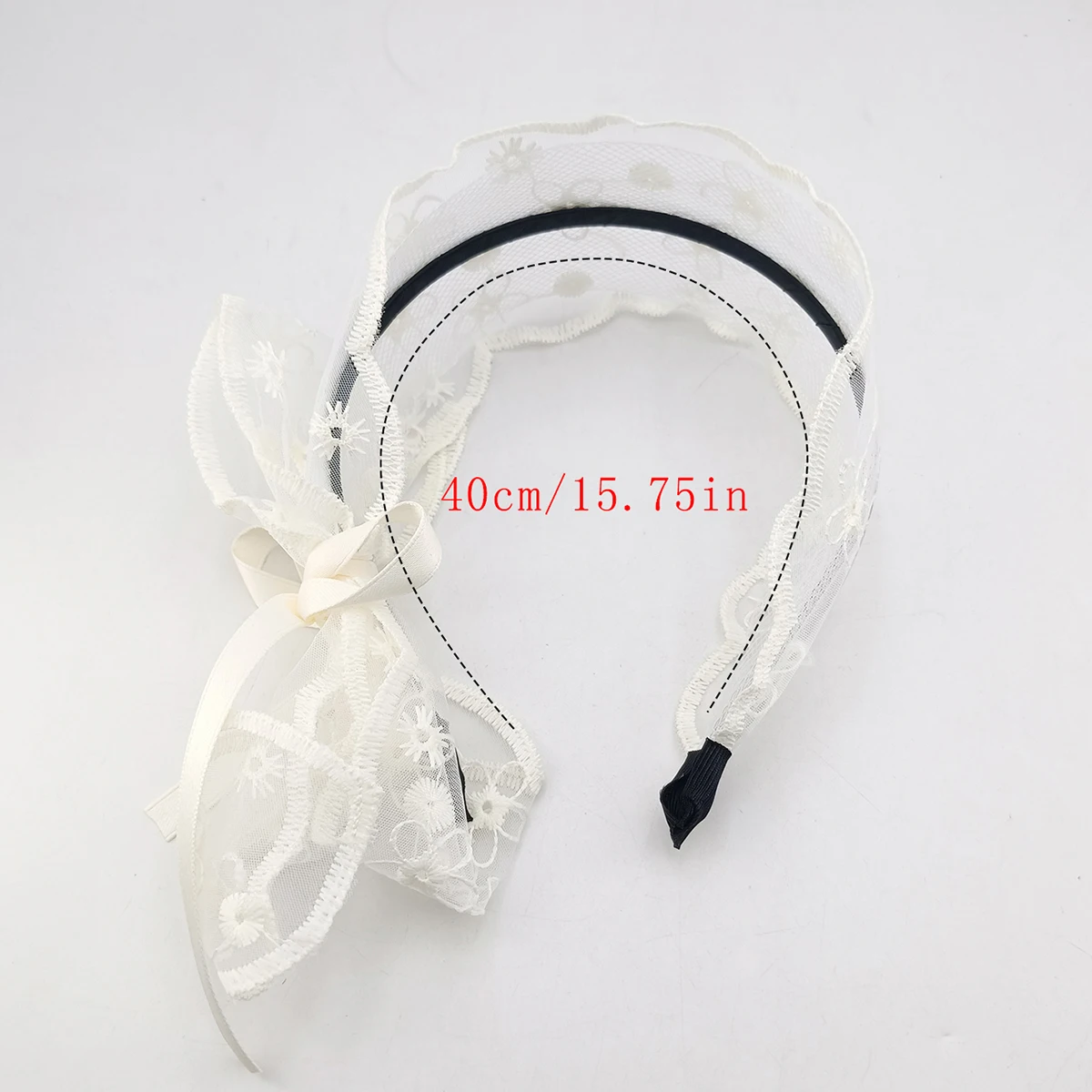 New Vintage Pastoral Lace Hair Band White Lace Bow Wrap Sweet Headband Elegant Embroidery Ribbon Headband Wedding Accessories - view 6