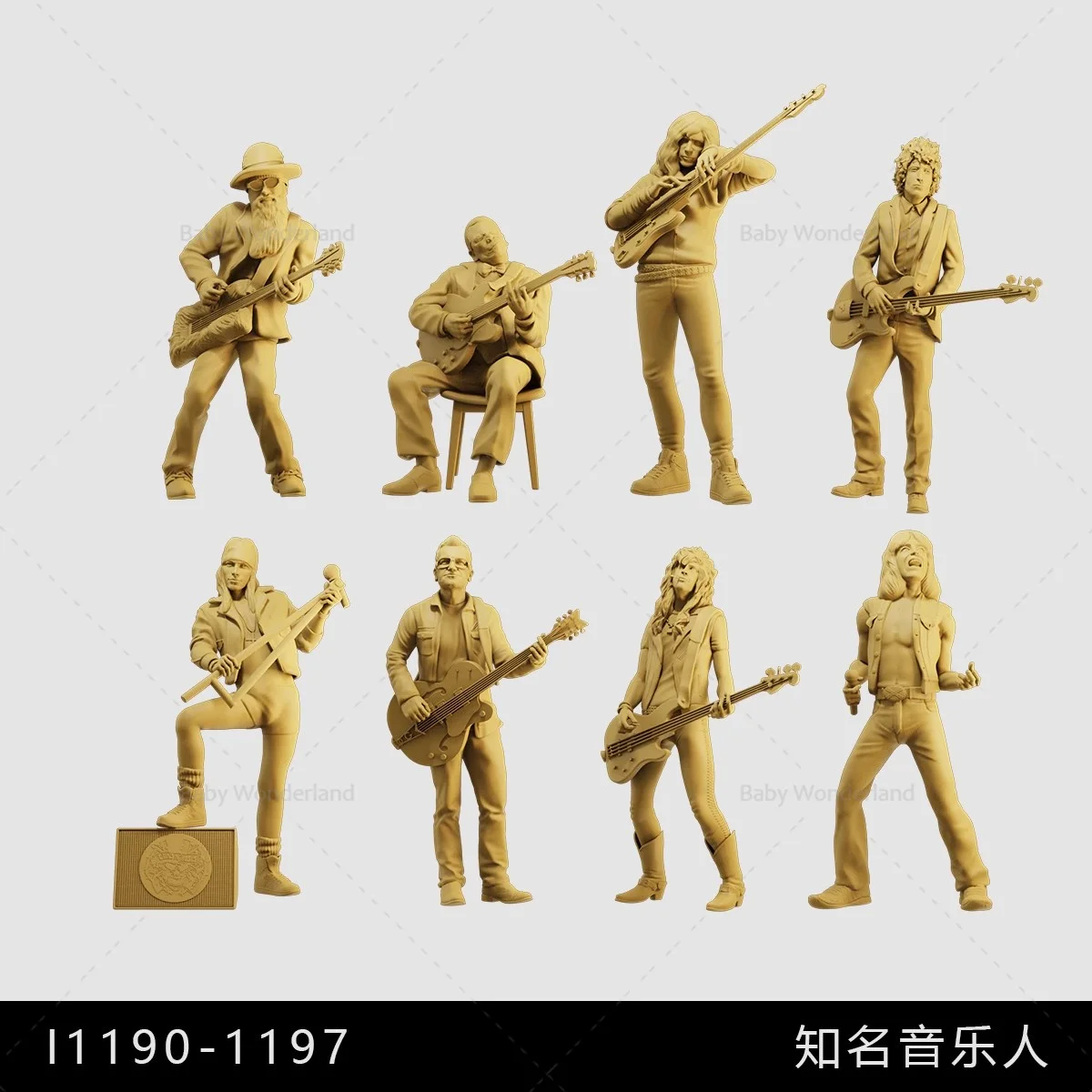 In Stock Miniatures Unpainted 1/64 1/43 Figure Renowned Male Rock Guitarist In Music Home Scene Decoration Ornament Car Toys