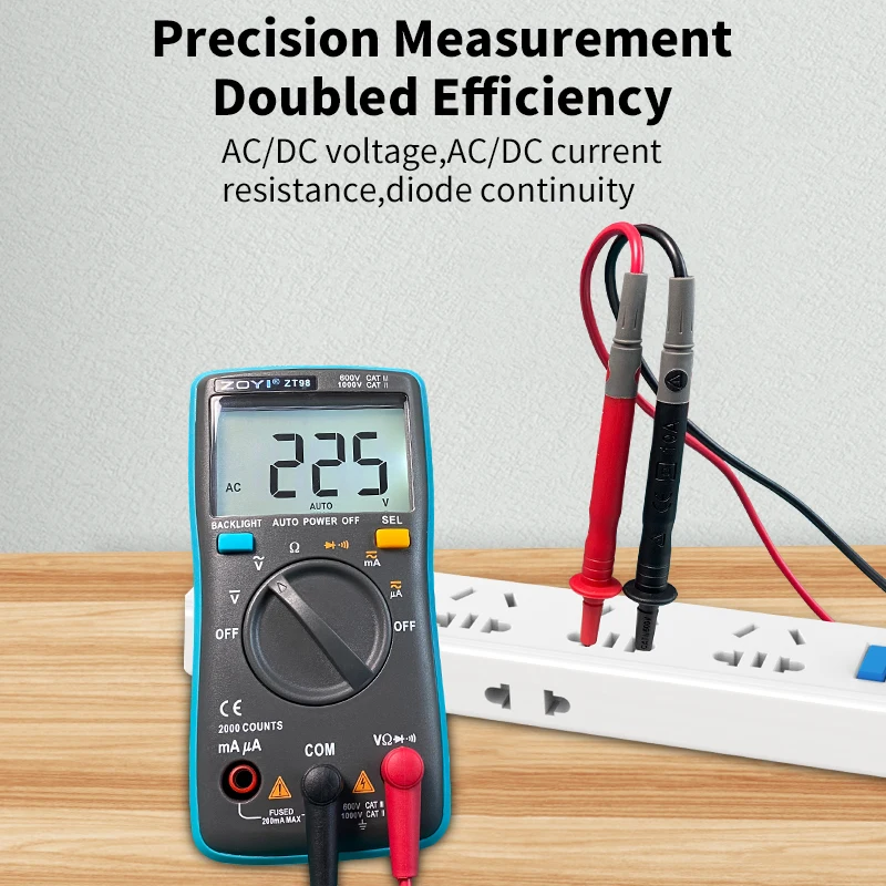 

ZOYI Digital Multimeter 6000 counts Backlight AC/DC Ammeter Voltmeter Ohm ZT-98/100/101/102/102A Ture RMS tester Portable