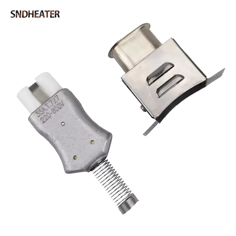 SNDHEATER Высокотемпературная керамическая вилка, набор розеток T727 35A 220 В-600 В для полосового нагревательного элемента, панель 5 мм, 6 мм, отверстие