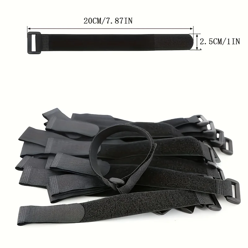 25/50pcs Adjustable Hook and Loop Cable Ties - Reusable Polyamide Fastening Straps for Cord Management