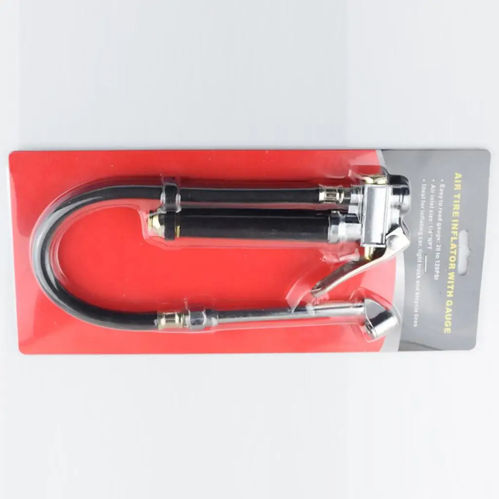 Head Commercial Tire Inflator Air Chuck + Pressure Gauge for Car Truck