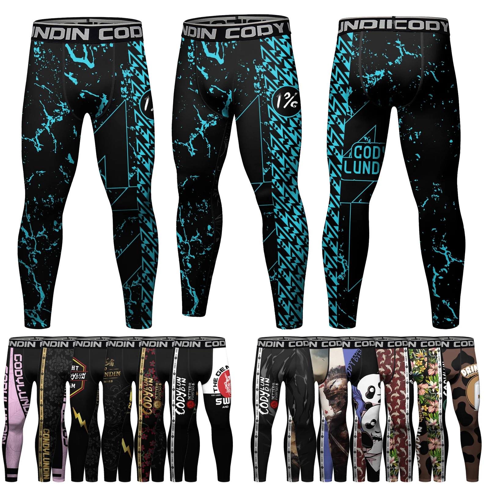 Sublimation Polyester Spandex 3D Printed Compression Pants Muay Thai Leggings for Men High Waist Jiu Jitsu Bjj Training Trousers