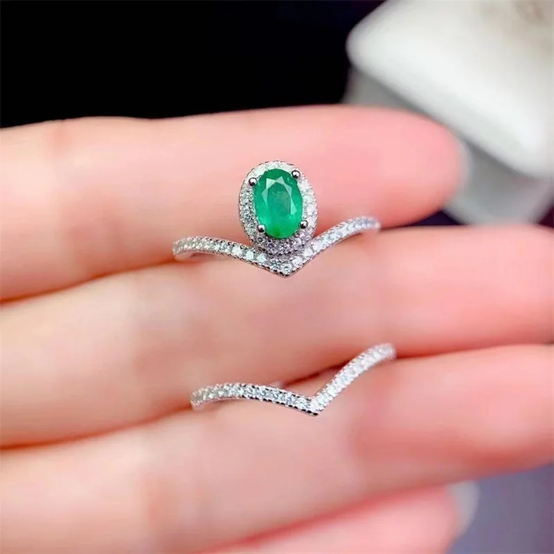 Natural Emerald Ring Retro Temperament Female Ring for Women 925 Silver Ruby Ring with Certificate