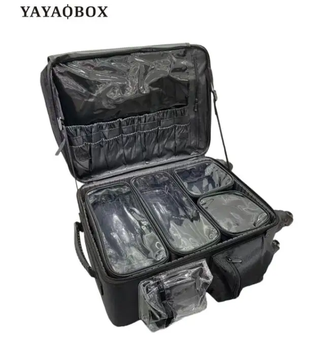 

Women Travel Makeup Train Case Makeup Cosmetic Case Organizer with Handle Portable Artist Storage Bag with Adjustable Dividers