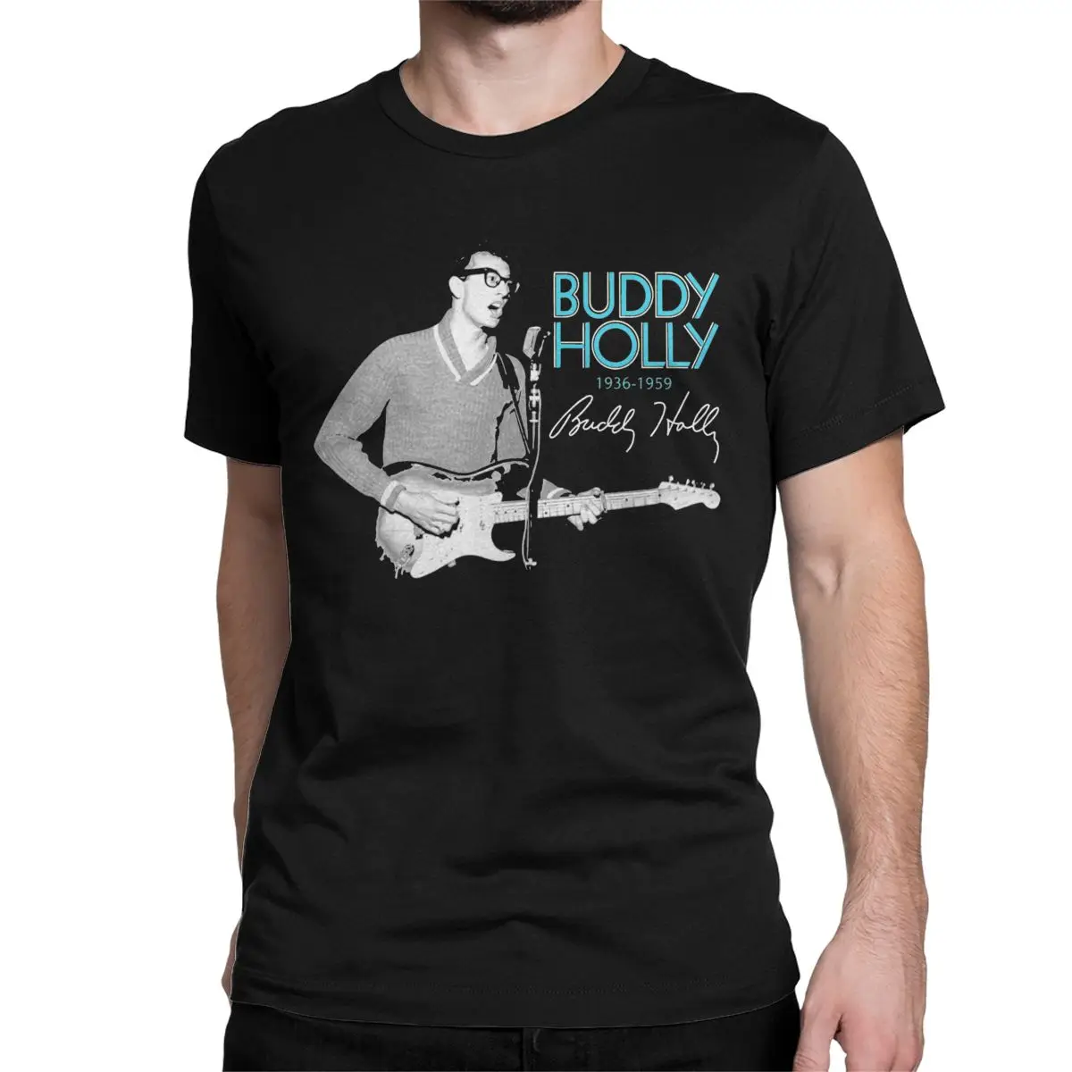 Buddy Holly Guita for Men Women T Shirt Rap Funny Tee Shirt Short Sleeve Crewneck T-Shirt Pure Cotton Plus Size Tops