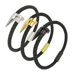 Stainless Steel Nails Magnet Buckle And Woven Cowhide Bracelet Are Suitable For Men Women's Jewelry And Beautiful Gift