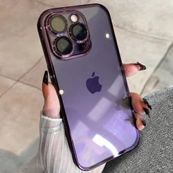 Custodia trasparente in silicone per paraurti con placcatura di lusso per iPhone 15 14 13 11 12 Pro Max Mini XR X XS 8 7 Plus SE Cover antiurto morbida viola