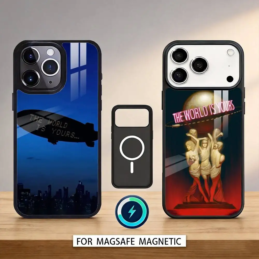 

T-The World Is Yours S-Scarfaces Phone Case Magnetic For iPhone17 16 15 14 13 12 Pro Max For Magsafe Wireless Charging Cover