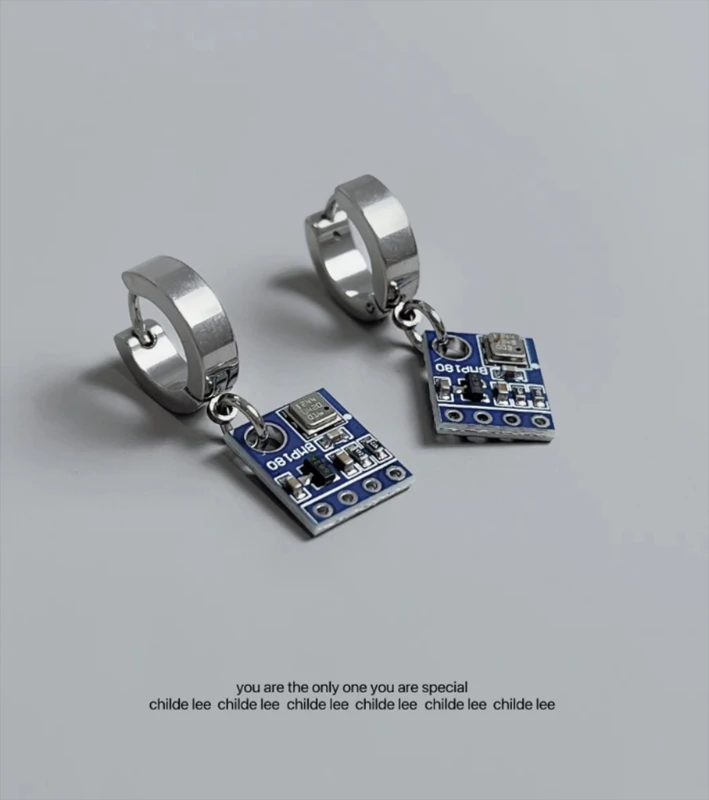 Cyberpunk Colorful Circuit Board Earrings Stainless Steel Hoop Earrings For Men Women Unique Earrings Party Jewelry