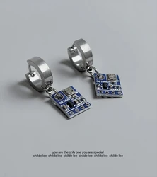 Cyberpunk Colorful Circuit Board Earrings Stainless Steel Hoop Earrings For Men Women Unique Earrings Party Jewelry
