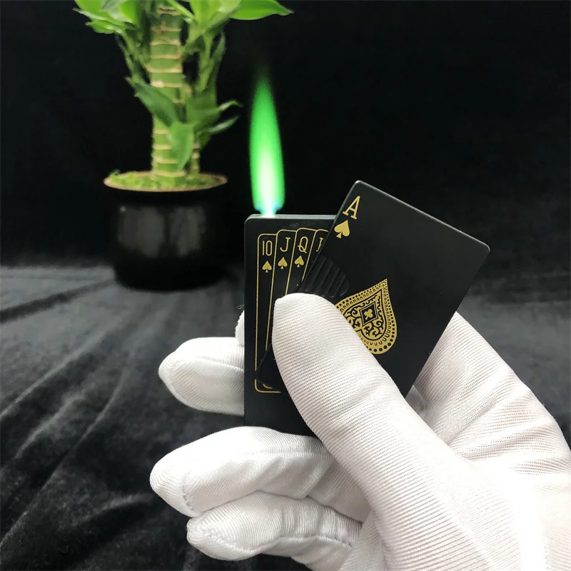 2PC hot selling green/red flame poker lighters, trendy and cool windproof butane gas lighters, men's and women's gifts 2026 New