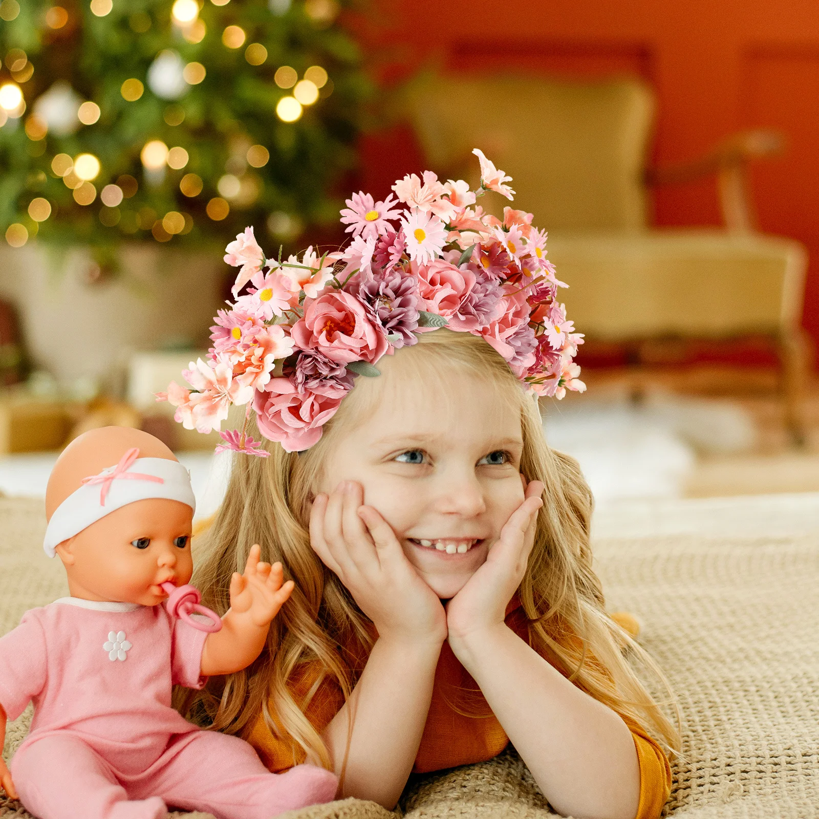 

Artificial Flower Headpiece For Lightweight Comfortable Wedding Party Holiday Flower Crown Hair Accessory