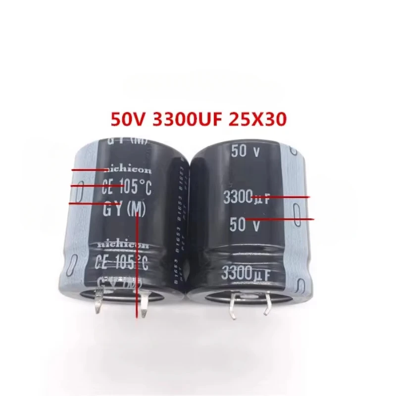 2PCS/10PCS Nichicon GY Series 25x30mm 50V3300uF Snap-in PSU Capacitor ตัวเก็บประจุแบบ Snap-in สำหรับ PSU ขนาด 25x30 มม. 50V3300uF