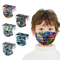 50Pcs Kids Face Mask Disposable 3 Ply Safety Face Mask 4-12 Children Mask Outdoor Dust-Proof Face Protective  Disposable Mask