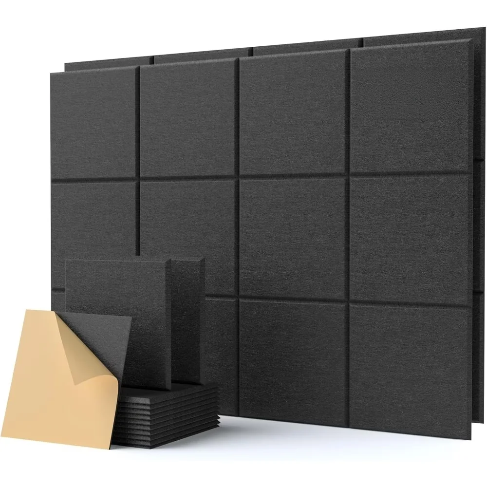 6pcs 30x30cm Self-Adhesive Acoustic Panels Square Soundproof Wall Panels - Panels Suitable for Home Office, Recording Studio