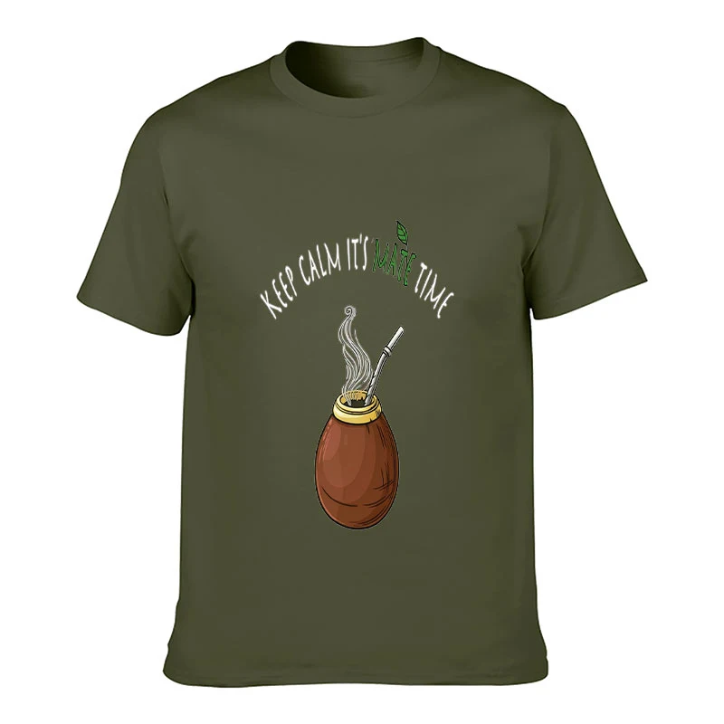 Men Women Unisex T-Shirt Keep Calm It's Mate Time Yerba Mate Gourd Bombilla Graphic Tee Cute Casual Short Sleeve Tea Lover Daily view 4
