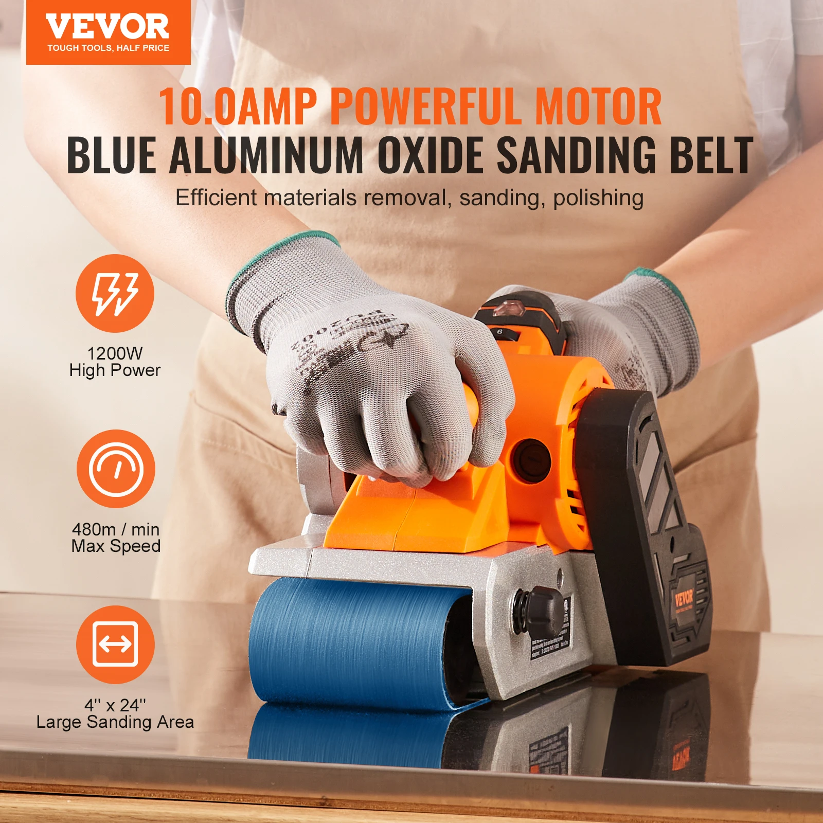 VEVOR 10AMP Electric Belt Sander 4