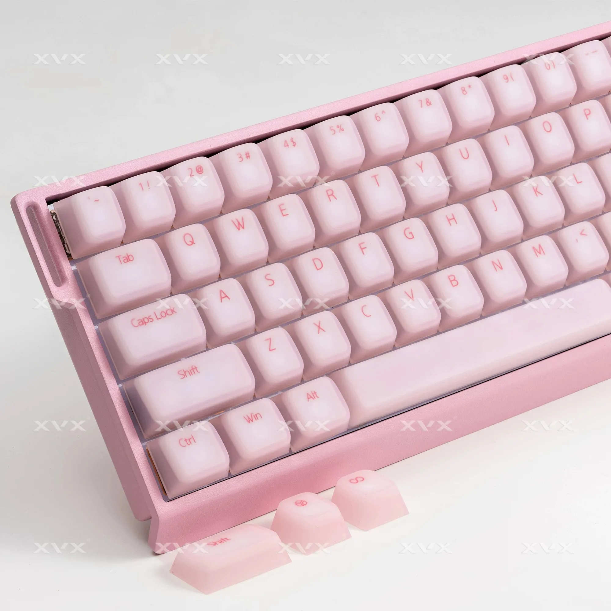 Pink White Soft Silicone Keycaps Cute Cat 113 Key Cherry Profile Key Caps For Cross Switch Mechanical Keyboard Ajazz Ak820