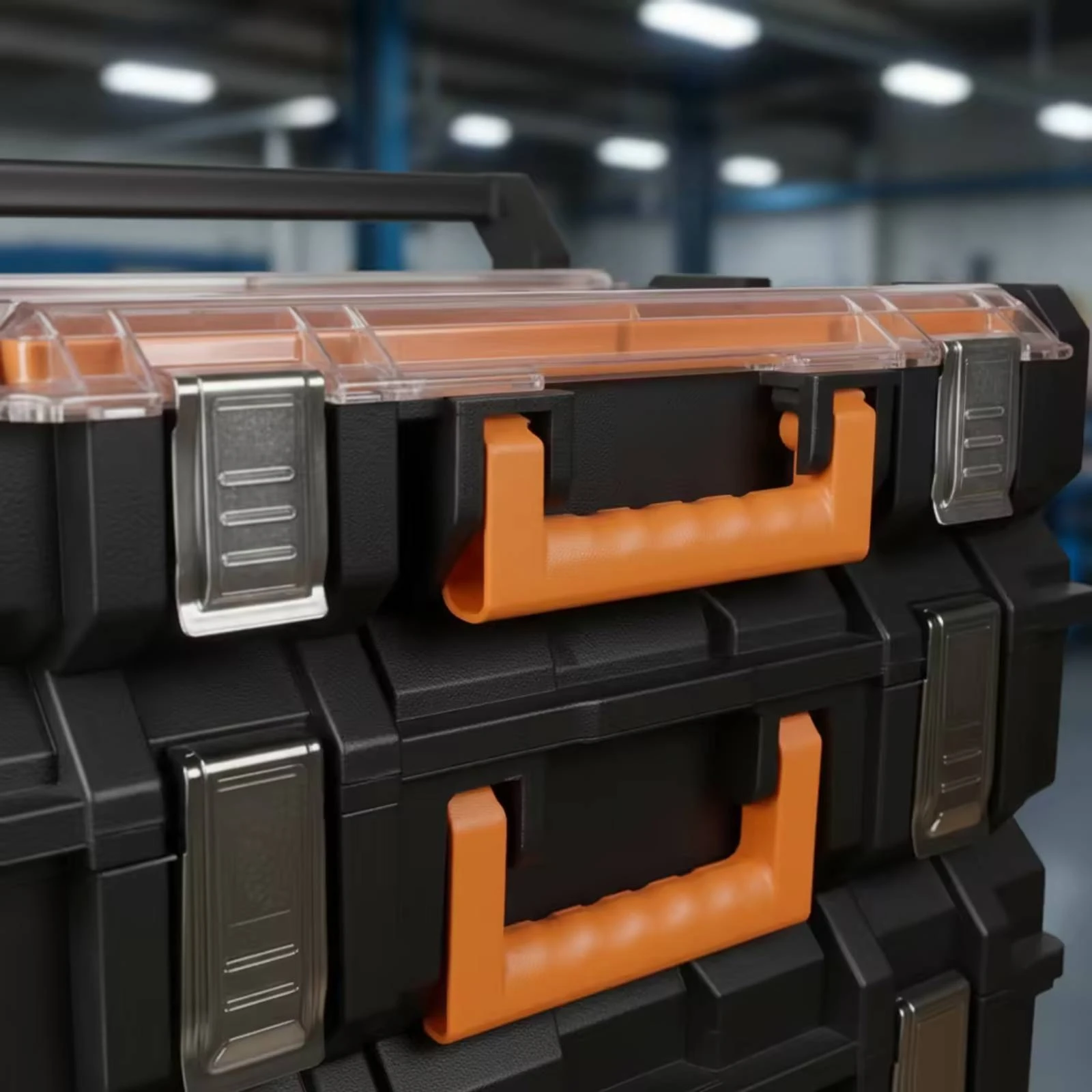 4 Pieces Stackable Tool Box Heavy-Duty Rolling Tool Box Chest Portable Interlocking for DIYers, Job Site, Garage