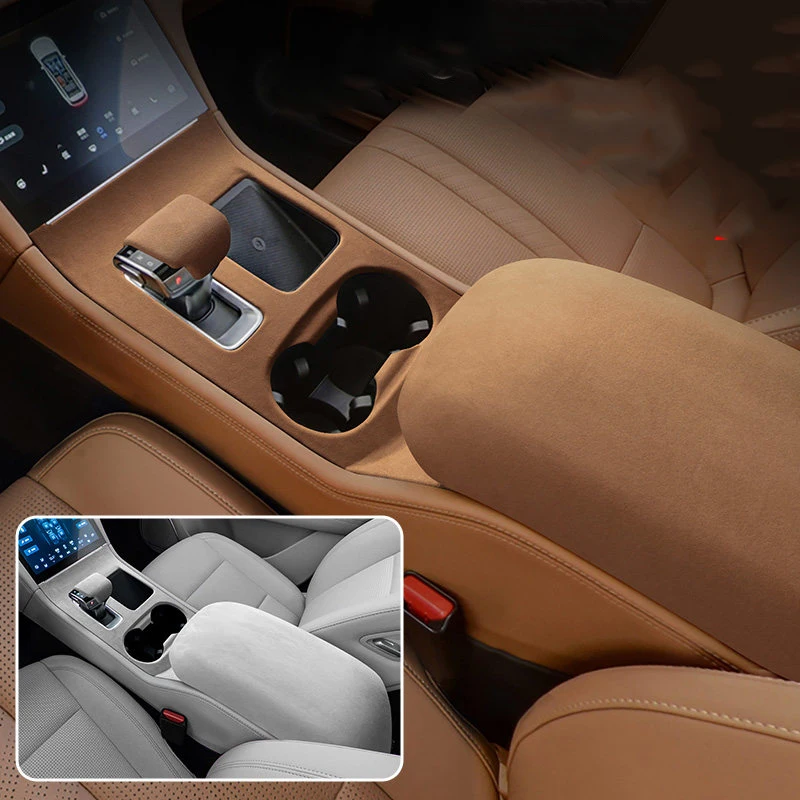 2021-2022 For Ideal One Suede Interior Decoration Sticker Handle Cover Center Console Water Cup Panel Accessory for Car Interior