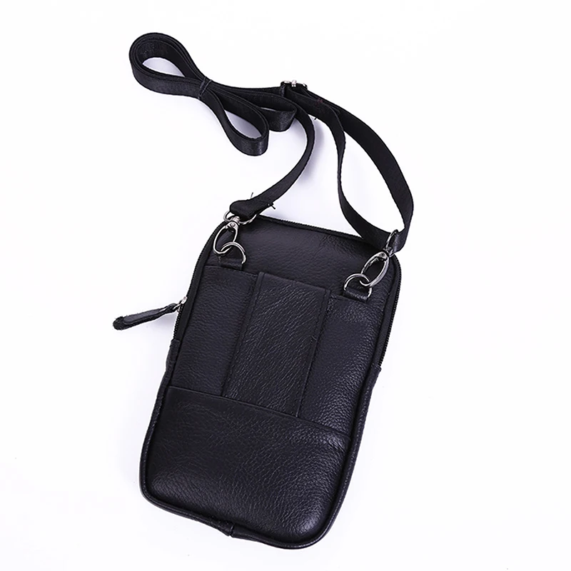 Leather Waist Bag Men\'s Mobile Phone Bag Waterproof Wearing Belt Luxury Bag Outdoor Sports One Shoulder Small Bag Shoulder Bag