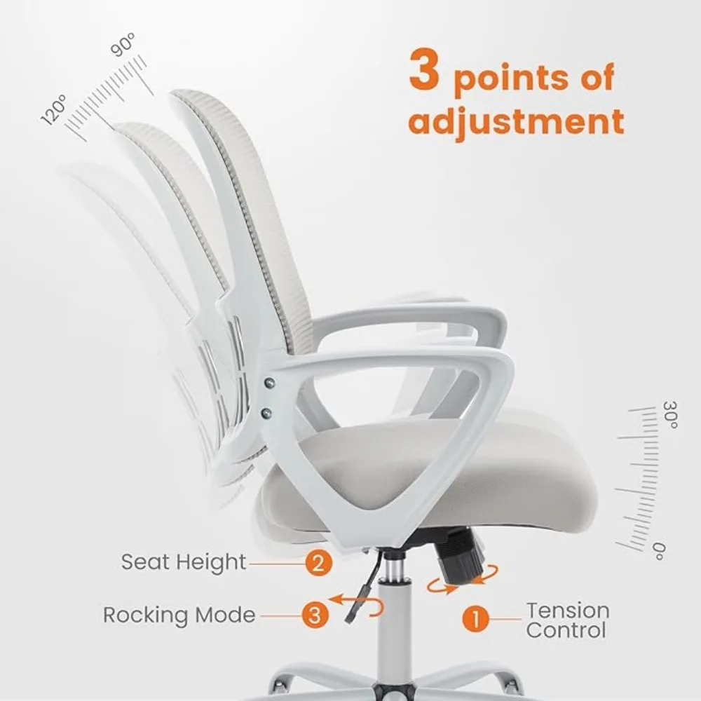 Office Computer Desk Managerial Executive Chair, Ergonomic Mid-Back Mesh Rolling Work Swivel Chairs Office Chairs