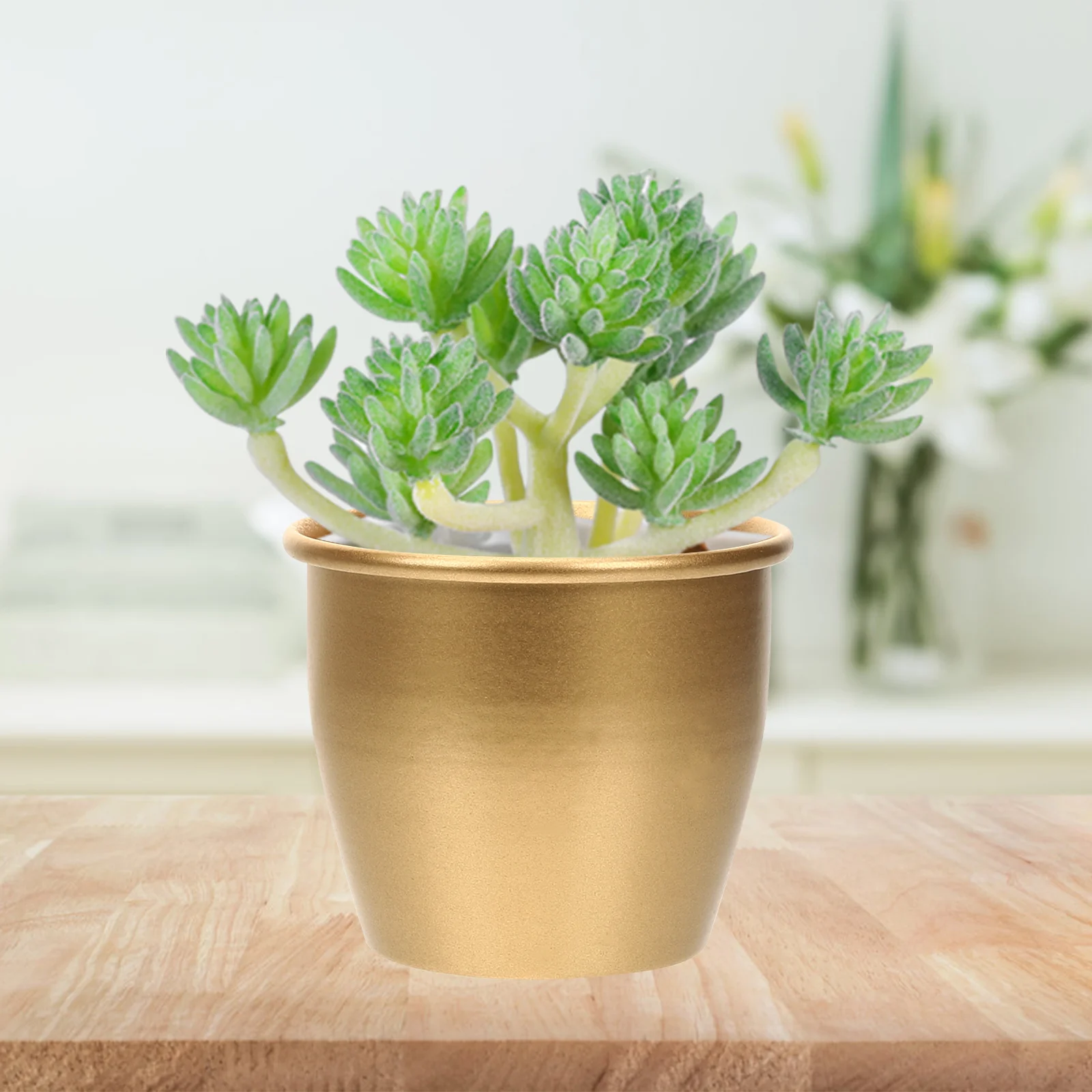 Pot bunga Mini untuk tanaman dalam ruangan, Pot bunga Mini, vas emas, Pot bunga