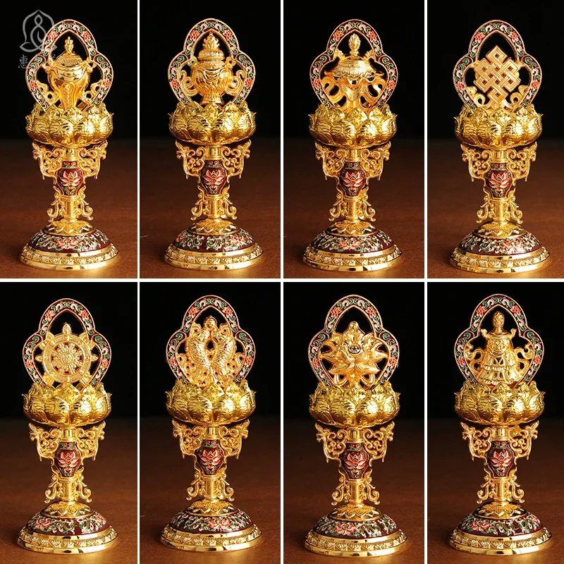 Handicraft Thickened Solid Cloisonne Auspicious Eight Treasures Buddha Statue Eight Auspicious Pendulum
