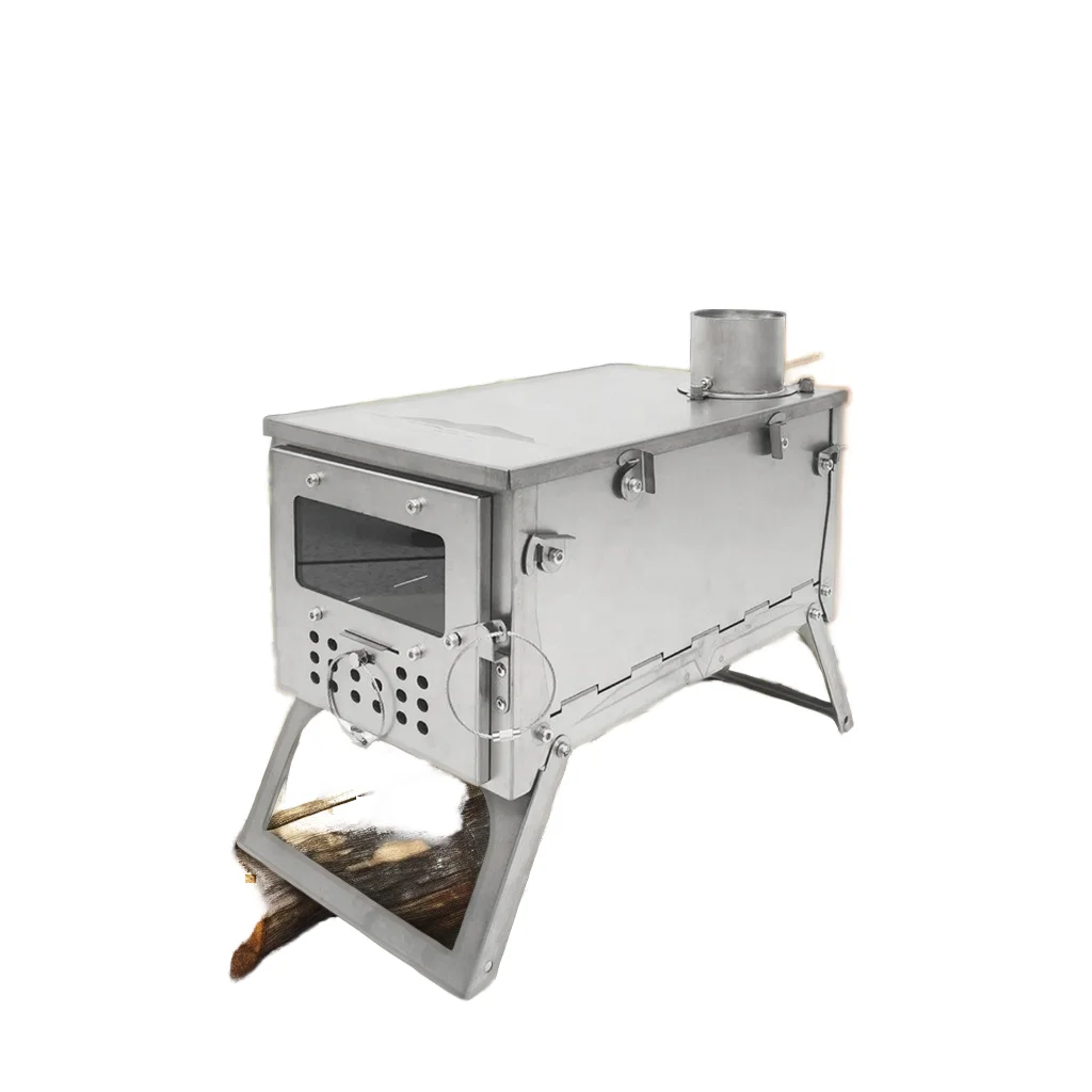 

Tent Wood Stove with Glass Stainless Steel Portable Camping Stove Foldable 15L Heater for Hiking Backpacking