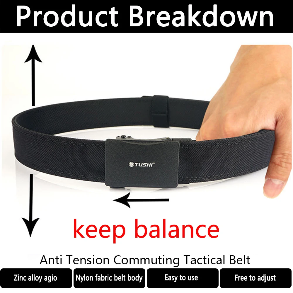 TUSHI New Military Belt for Men Sturdy Nylon Metal Automatic Buckle Police Duty Belt Tactical Outdoor Girdle IPSC Accessories view 4