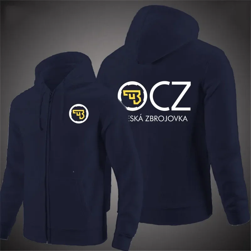 spring autumn men's hooded jacket CZ Ceska Zbrojovka printing loose hoodie casual sports solid color custom logo men's cardigan